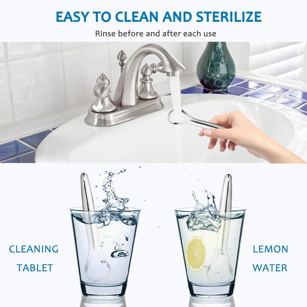 2Pcs Tongue Scraper, Stainless Steel Tongue Cleaner Professional Reduce Bad Breath Metal Tongue Scrapers, Improve Oral Hygiene